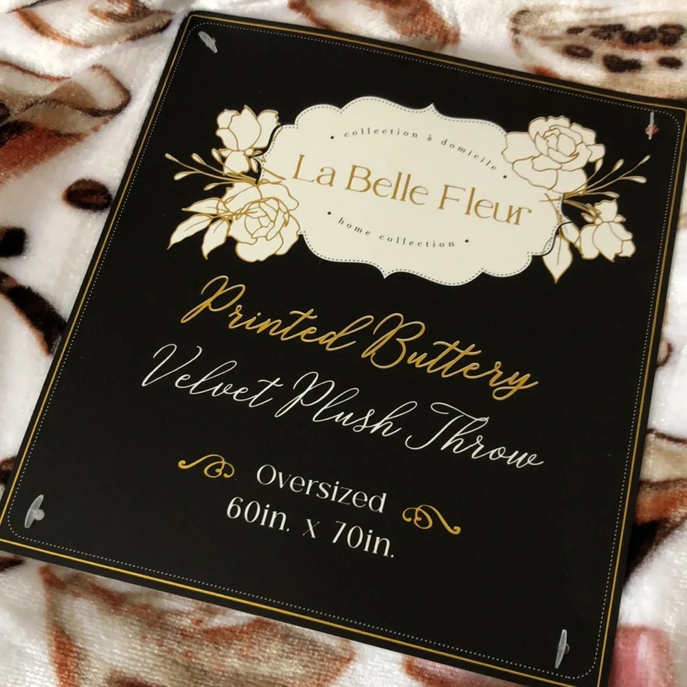 Espresso Martini Plush Throw Blanket - White & Brown Printed